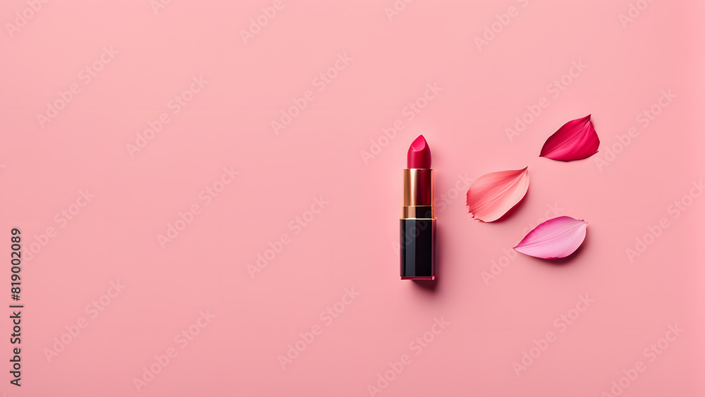 a lipstick with a pink flower on a pink background a lipstick with a pink flower on a pink background