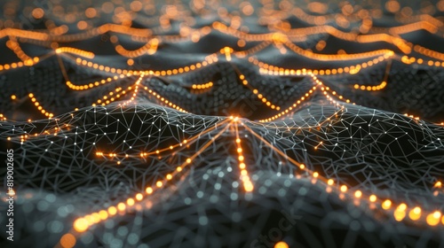 a dynamic and vibrant digital wave, illustrating themes of data flow, network connections, or futuristic technology.