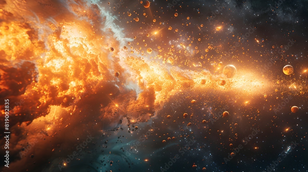 Fototapeta premium Realism of Celestial Halving Events:A Cosmic Timeline of Dramatic Stellar Eruptions