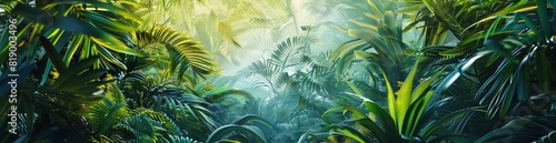 Abstract Depictions Of Tropical Summer Gardens. With Copy Space, Abstract Background