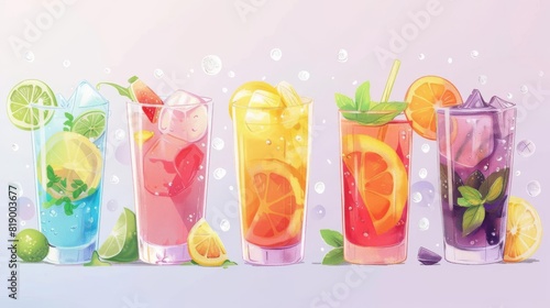 refreshing wellness assorted unique nonalcoholic beverages inspiring balance and vitality digital illustration photo