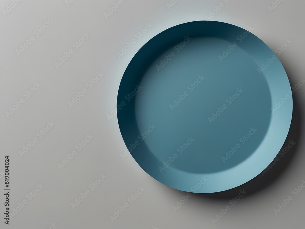 Vibrant blue plate displayed on neutral gray wall Vibrant blue plate displayed on neutral gray wall