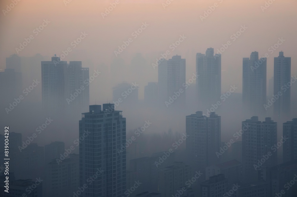 Obraz premium Cityscape Shrouded in Smog
