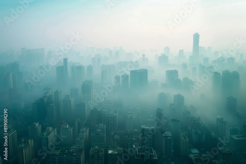 Cityscape Shrouded in Smog