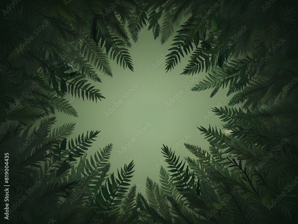 Green background with leaves and a star in the middle, representing nature and beauty