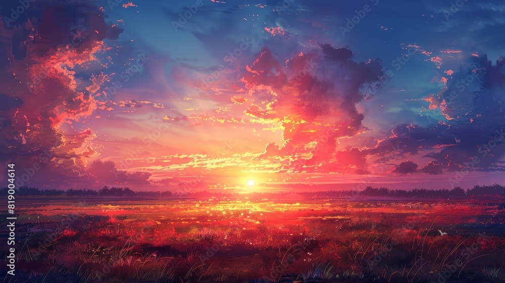 Generate a visual narrative of a sunset Generate a visual narrative of a sunset
