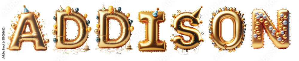 Addison Letters - Golden Balloon, 3D - Isolated on Transparent or White ...