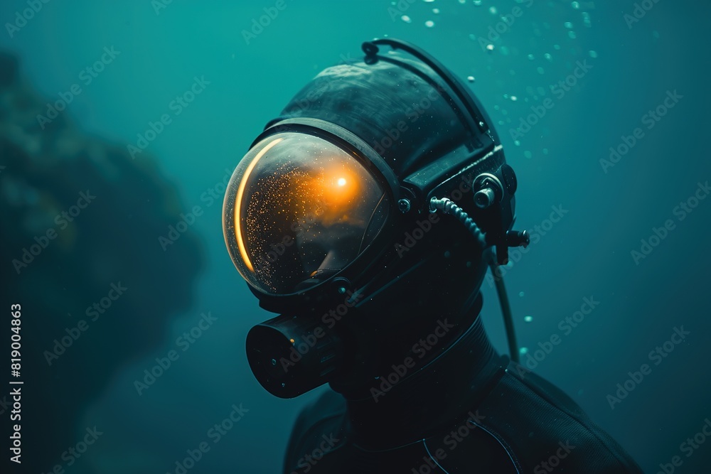 Deep-Sea Explorer: A cyborg venturing into the ocean's depths, exploring uncharted territory with their submersible body modifications. Deep-Sea Explorer: A cyborg venturing into the ocean's depths, exploring uncharted territory with their submersible body modifications.
