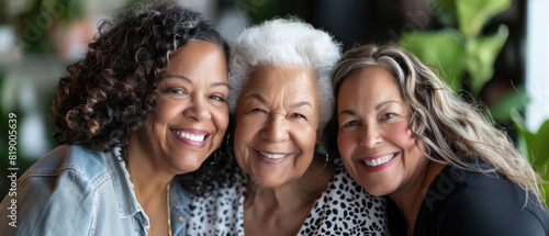 Three Generations, Grandmother, mother, and daughter smiling, Family legacy photo