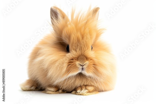 Lionhead Rabbit's Fluffy Mane: Feature a Lionhead Rabbit with its fluffy mane on display. photo on white isolated background
