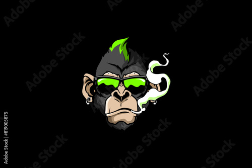 cool monkey cartoon character head vector template