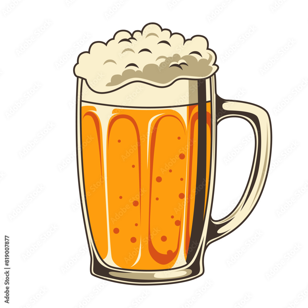 beer mug illustration retro cartoon style on white background, element for poster, clipart, embem, logo beer mug illustration retro cartoon style on white background, element for poster, clipart, embem, logo
