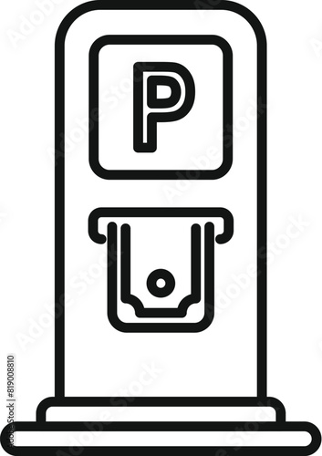 Black and white vector illustration of a parking meter icon in a line art style