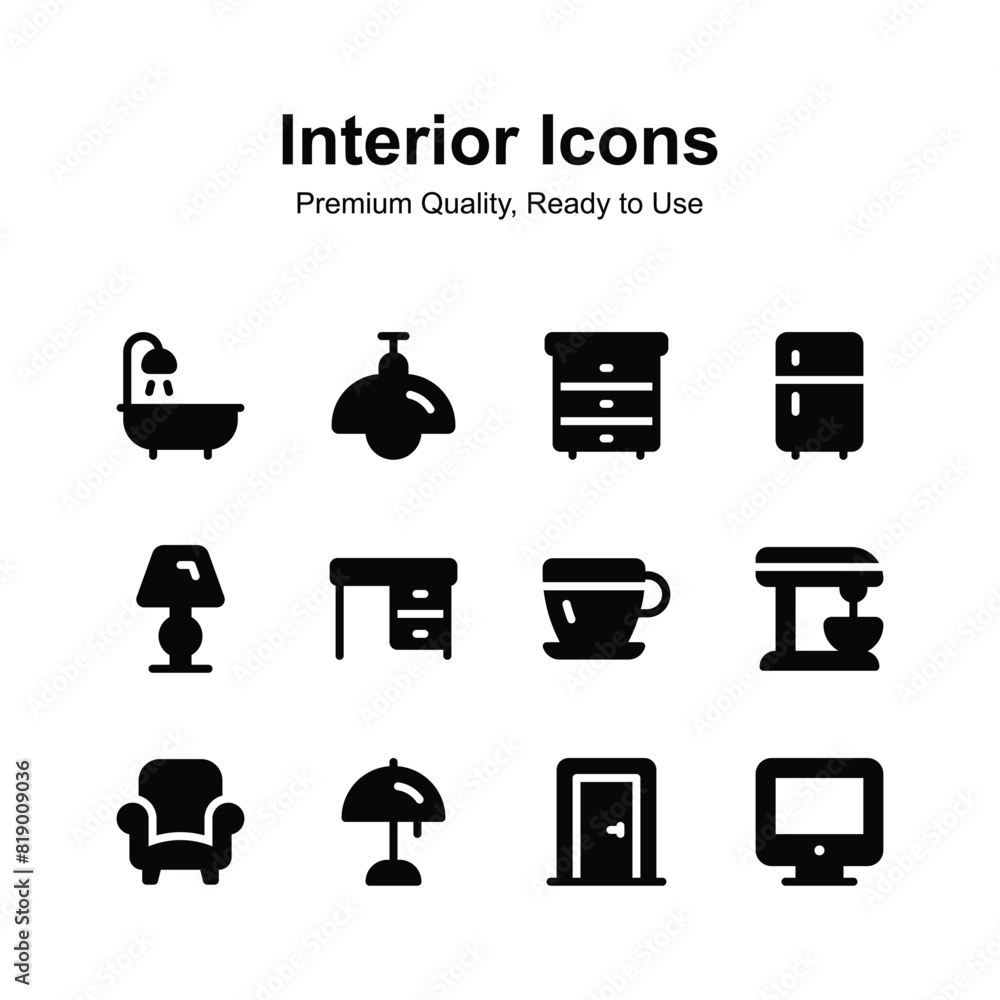 Interior icons set in modern style, ready to use vector Interior icons set in modern style, ready to use vector