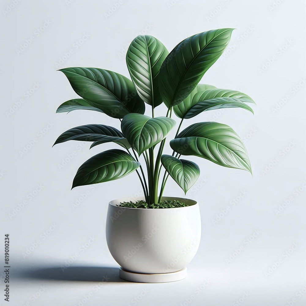 Lush Green Potted Plant in White Ceramic Planter Lush Green Potted Plant in White Ceramic Planter