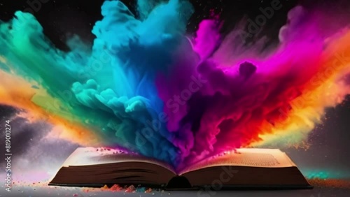colored smoke with an open book