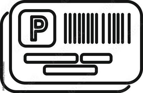 Black and white line art vector of a parking permit card