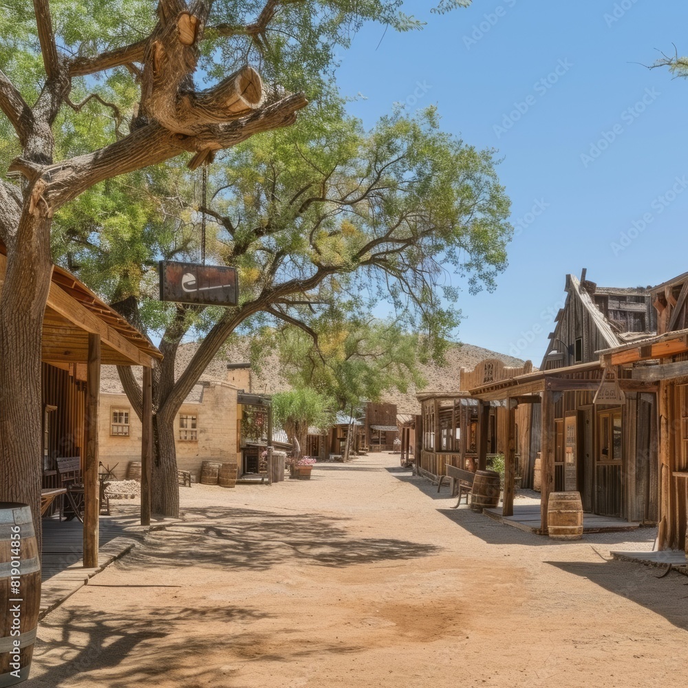 Naklejka premium Street of an Old Western Town in the Desert