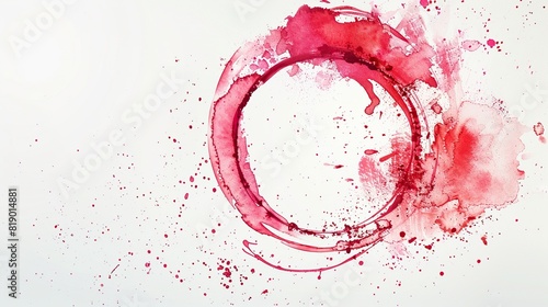 Stain ring watercolor circle mark glass red drink isolated paper cup trace background white 