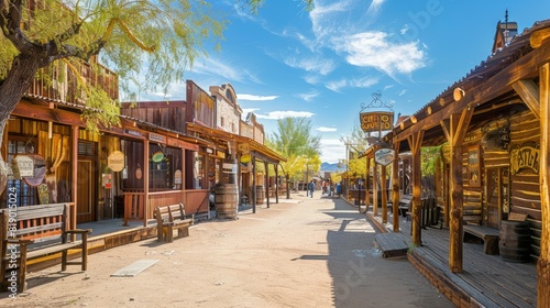 Street of an Old Western Town in the Desert