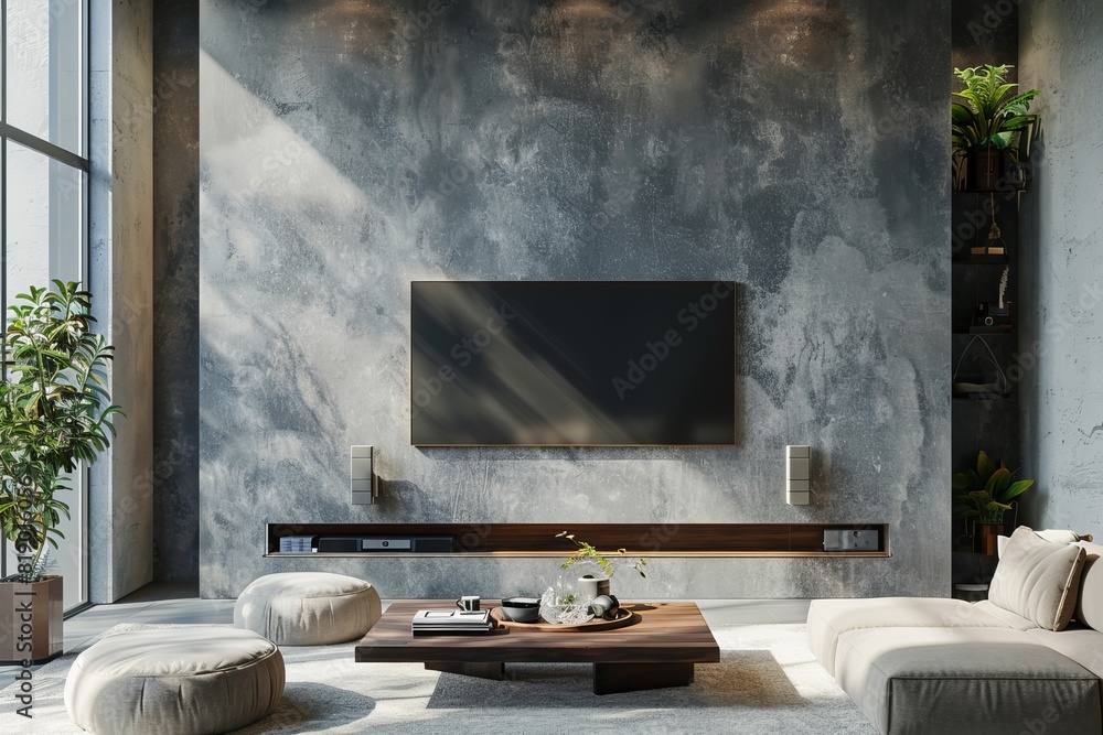 Loft-Style Interior Wall Mockup For A TV Room Loft-Style Interior Wall Mockup For A TV Room