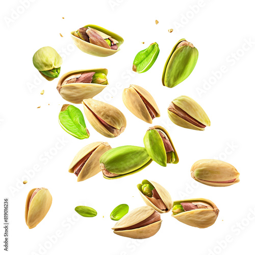 pistachio nuts on transparent png flying in the air 