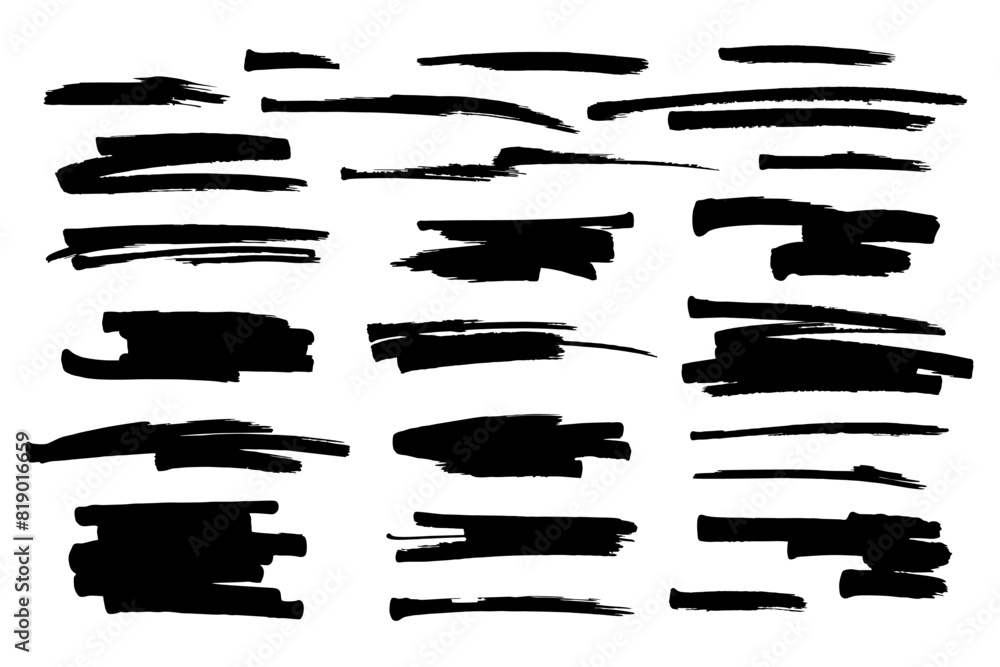 Brush paint strokes. Texture brushes and modern grunge brush lines. Set of different ink paint brush strokes. Grunge banner background Brush paint strokes. Texture brushes and modern grunge brush lines. Set of different ink paint brush strokes. Grunge banner background