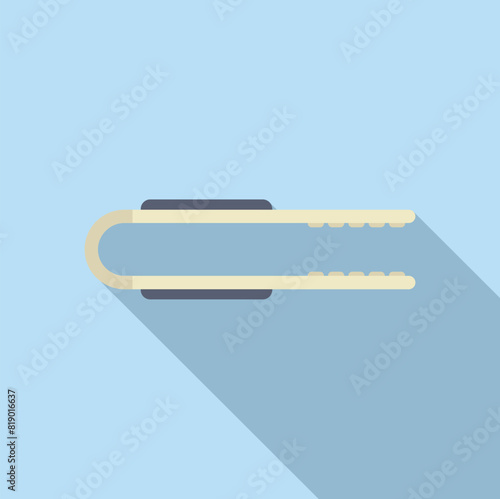 Minimalist style vector graphic of a trombone on a blue background