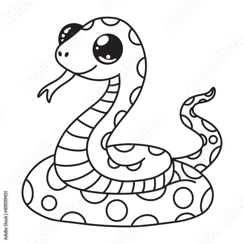 Line art of snake cartoon vector