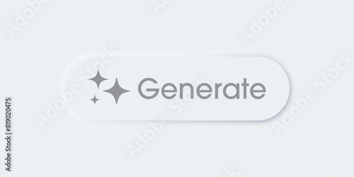 Generate AI button. Artificial intelligence and Machine learning technology concept. AI enters by command prompt to generate ideas. Chat with AI.  UI UX design, Vector illustration.