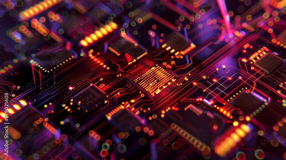 A close-up of a next-gen microchip under a digital microscope, showing intricate circuitry and glowing paths, highly detailed. A close-up of a next-gen microchip under a digital microscope, showing intricate circuitry and glowing paths, highly detailed.