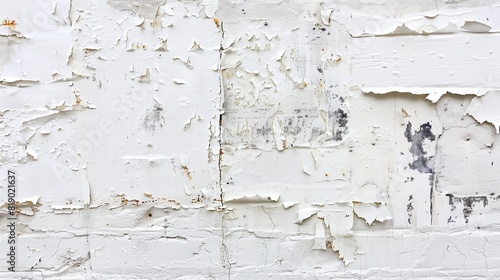 Textured White Poster with Peeling Paint on Wall