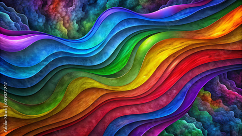 Vibrant waves of color flow dynamically through the frame  creating a sense of movement and energy. The colors transition seamlessly from one to the other  textured to form a rainbow-like spectrum.AI 