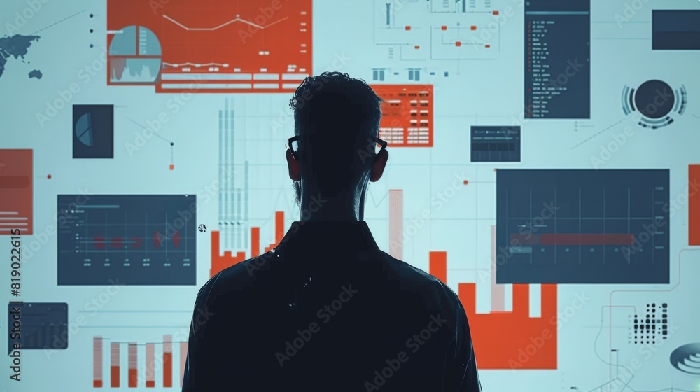 A character demonstrating data science skills and techniques in a minimalist environment. A character demonstrating data science skills and techniques in a minimalist environment.