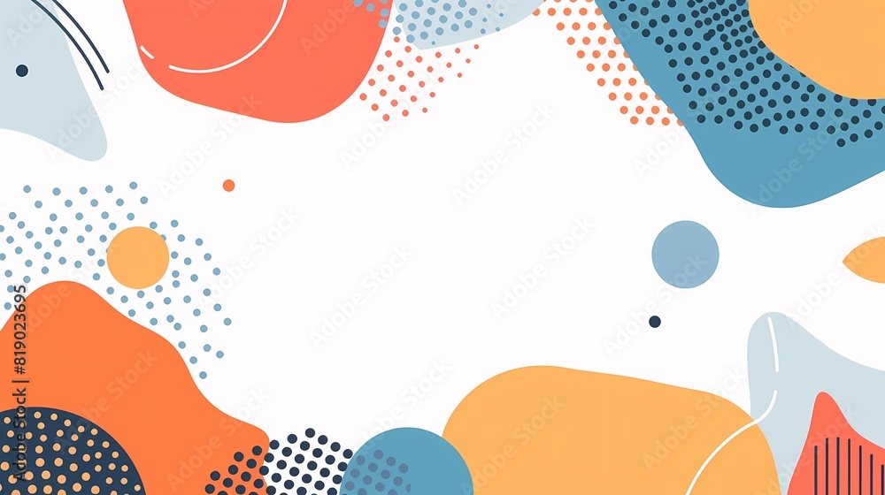 Fototapeta premium Minimalistic Playful Flat Design with Abstract Shapes and Decorative Dots on Bright Clean Background