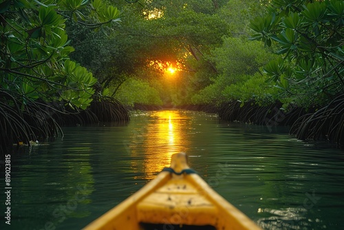 Wallpaper Mural Mangrove Forest Boat Tour A boat tour through a lush mangrove forest, showcasing the importance of coastal ecosystems Torontodigital.ca