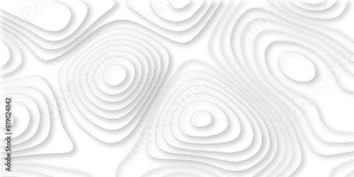 Topographic map of geology and contour map geometric lines, Topographic canyon geometric map relief texture with curved layers and shadow. Vector abstract white paper cut banner.