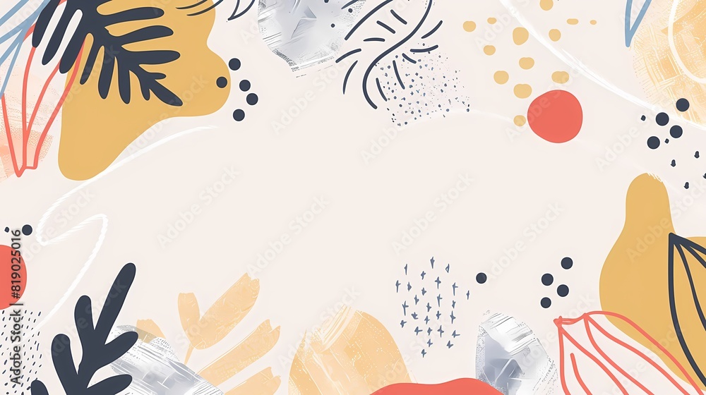 Playful Minimalistic Flat Design with Abstract Shapes and Decorative Dots on Bright Clean Background Playful Minimalistic Flat Design with Abstract Shapes and Decorative Dots on Bright Clean Background