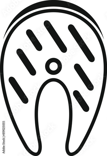Simplified line art of a salmon steak, perfect for foodrelated designs