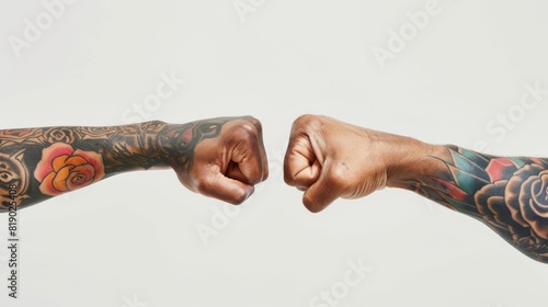 Tattoos Embracing with Fists photo