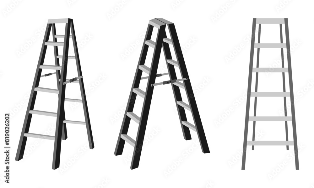 ladders vector set. flat design vector illustration isolated on a white background. ladders vector set. flat design vector illustration isolated on a white background.