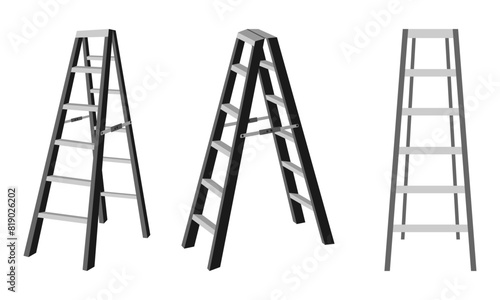 ladders vector set. flat design vector illustration isolated on a white background.
