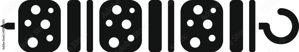 Simple black icon of a bbq skewer with dice resembling meat cubes, isolated on white Simple black icon of a bbq skewer with dice resembling meat cubes, isolated on white