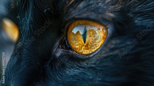 Close-up of black cat's golden right eye © Vladyslav  Andrukhiv