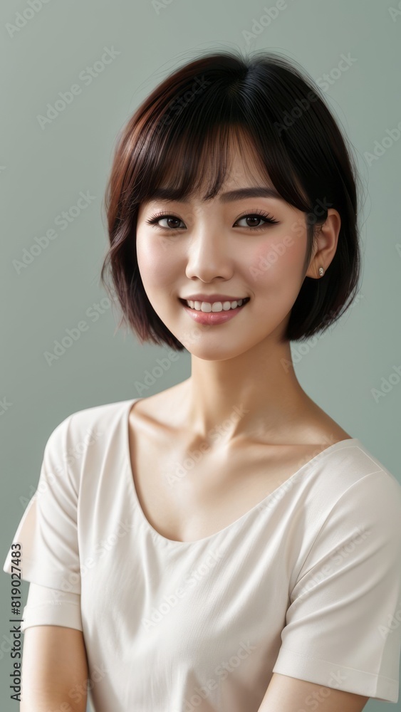 Photo Portrait of a Beautiful Asian Female in linen shirt Photo Portrait of a Beautiful Asian Female in linen shirt