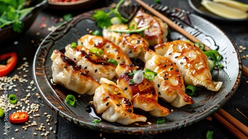 Close-up top view of ingredients Age-Gyoza Chicken, Japanese food photo