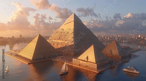 Cultural fusion  The Pyramids of Giza merged with the Sydney Opera House  celebrating iconic landmarks across diverse civilizations