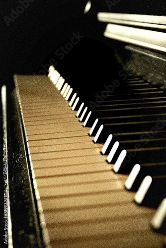 Grainy photo of a piano