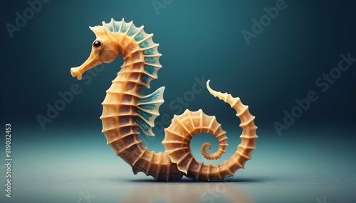 A seahorse icon with a curled tail upscaled_3 © Xadia