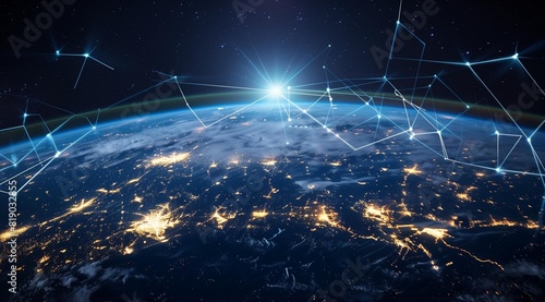 Global Connectivity: Earth with Glowing Connections between Cities